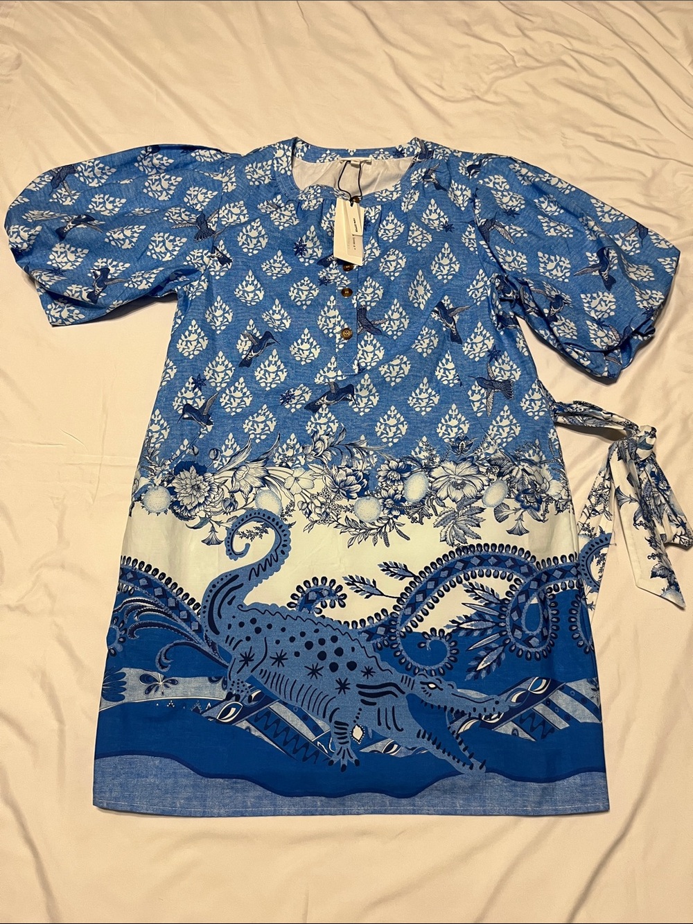 a loves a Blue & White Floral Button Top